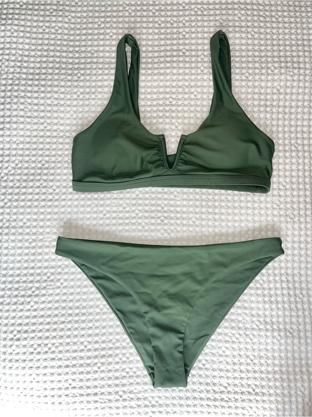 Army Green V-Notch Bikini Set - Women Swim